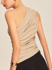 Ruched Side One-Shoulder Top - Calestra