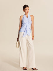 Striped Halter Tie Top - Calestra