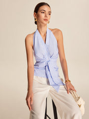 Striped Halter Tie Top - Calestra