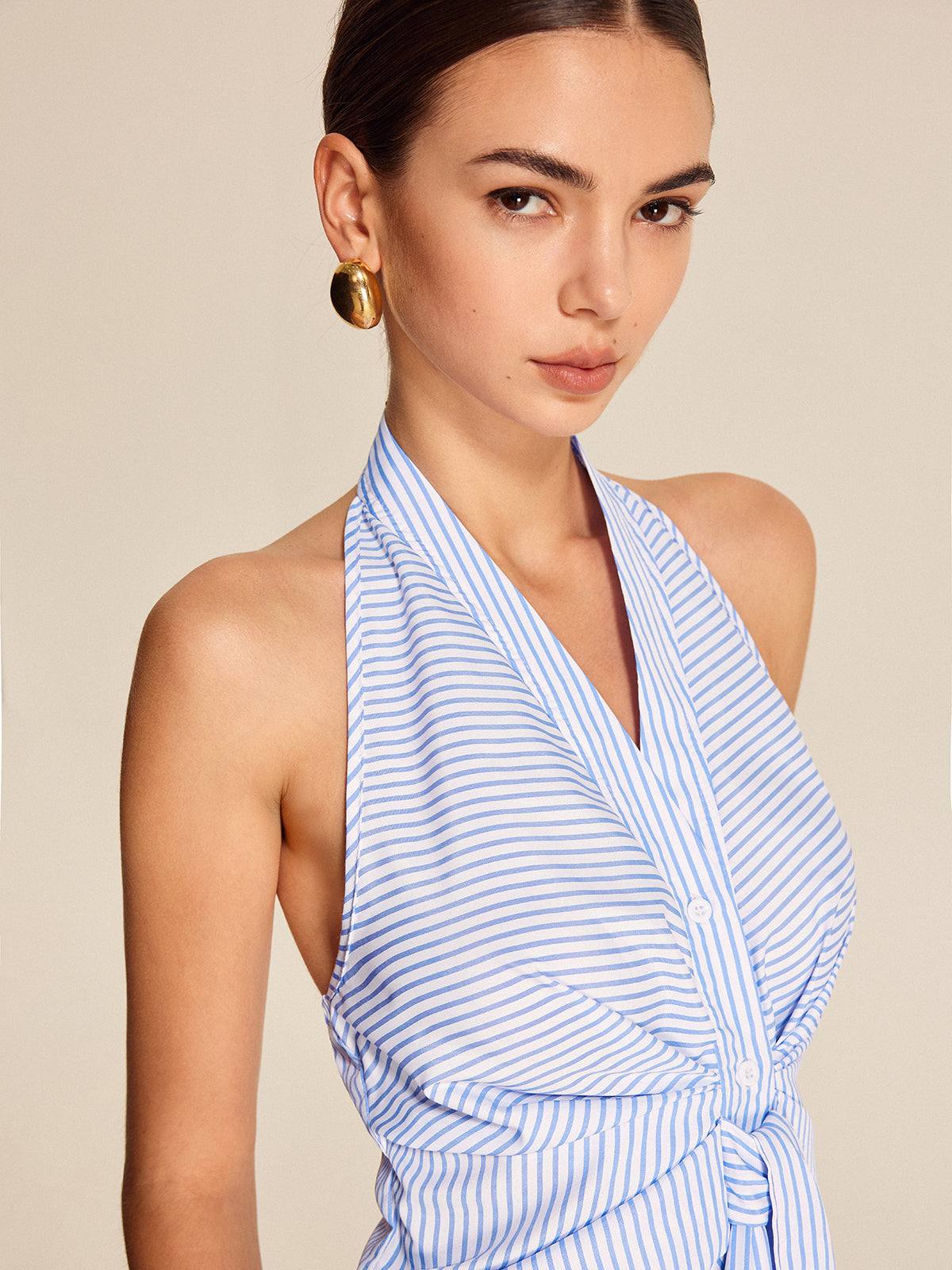 Striped Halter Tie Top - Calestra