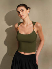 Delicate-Strap Crop Knit Top - Calestra