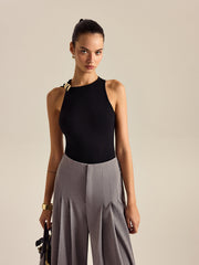 Metal Decor Sleeveless Top - Calestra