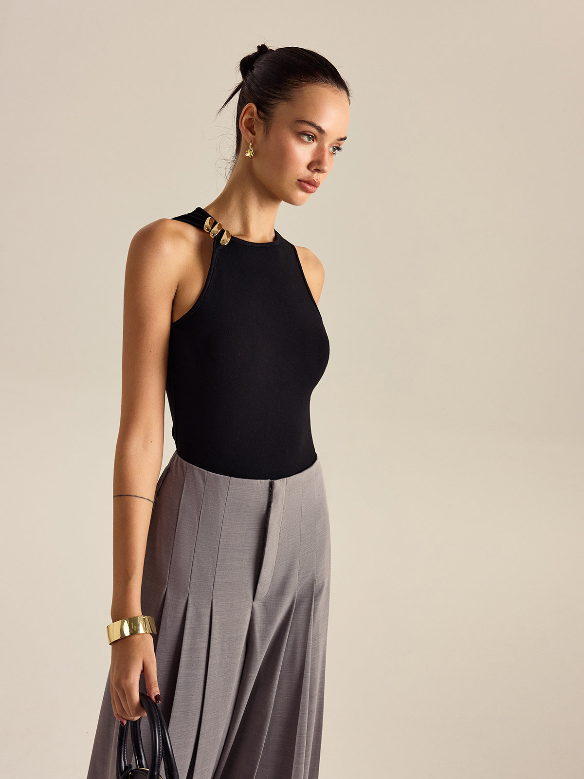 Metal Decor Sleeveless Top - Calestra