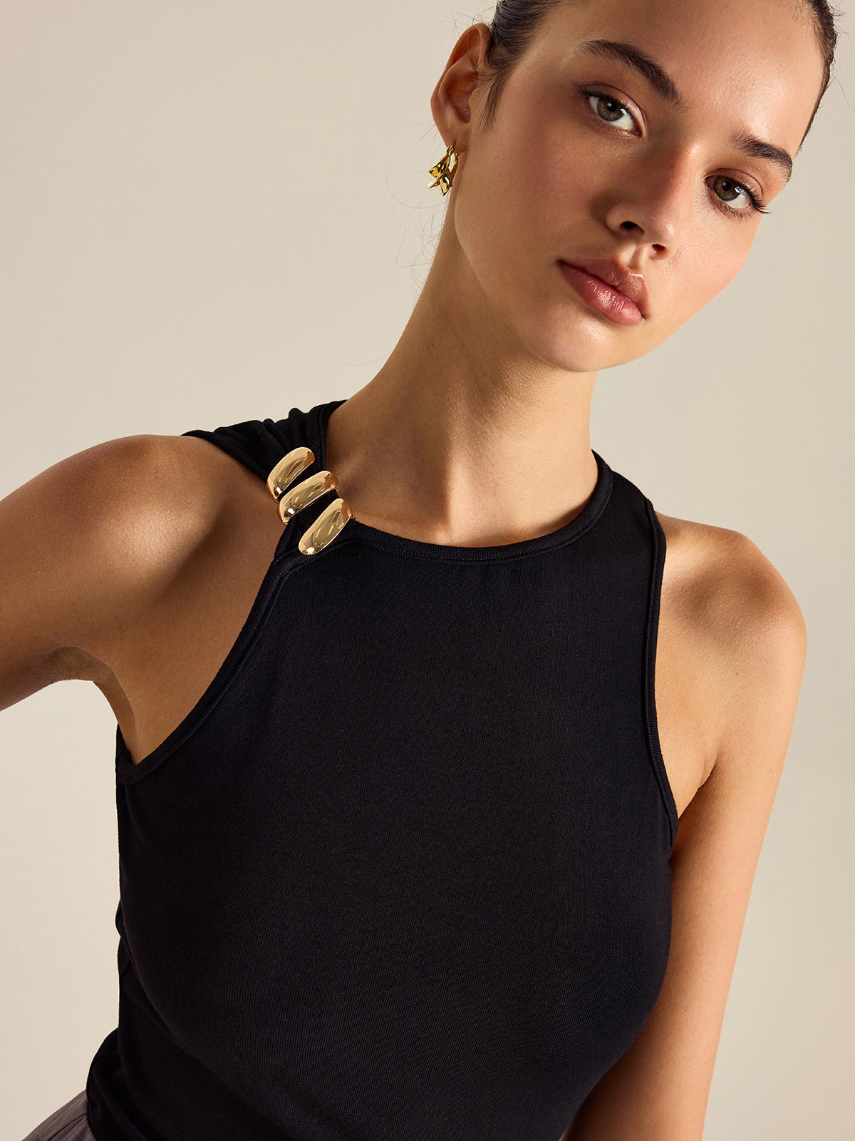 Metal Decor Sleeveless Top - Calestra