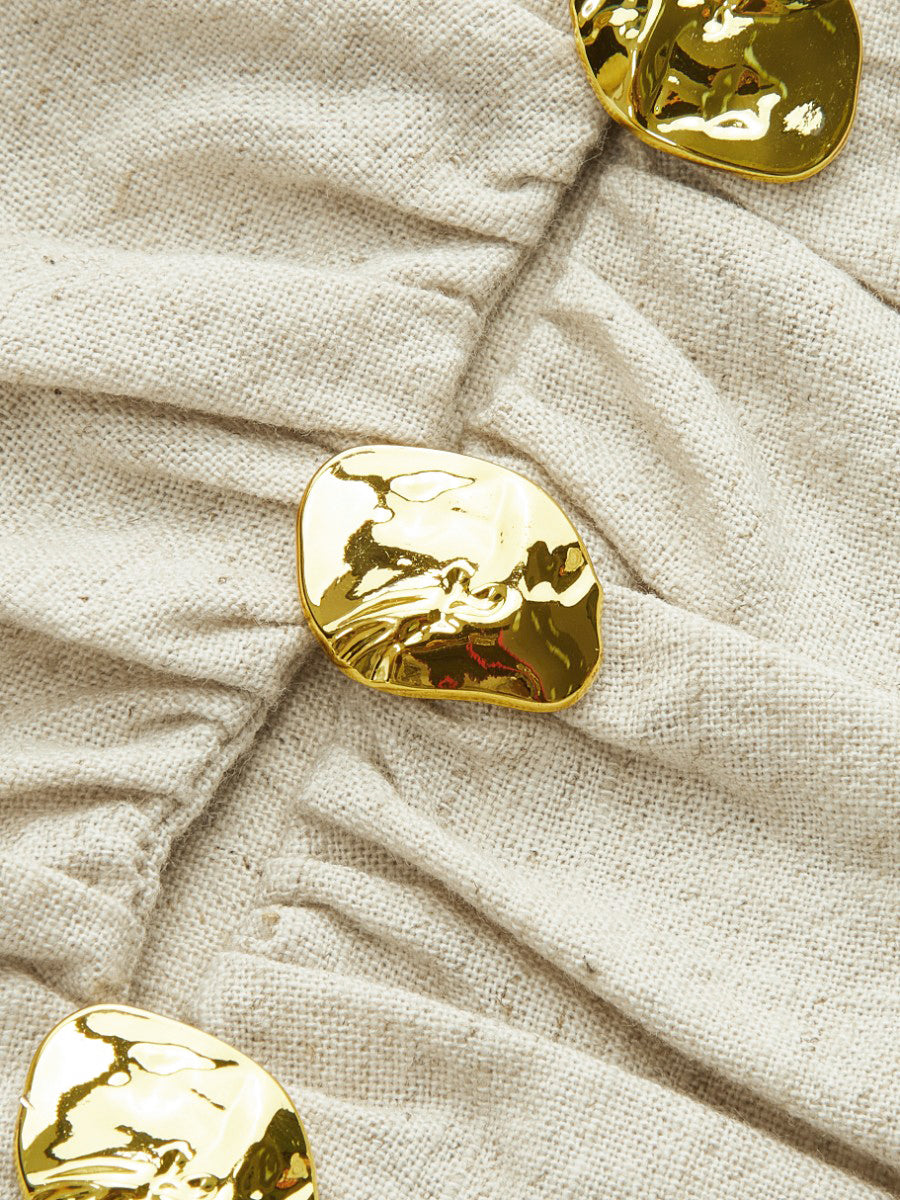 Cotton & Linen Kimono Sleeve Button Top - Calestra