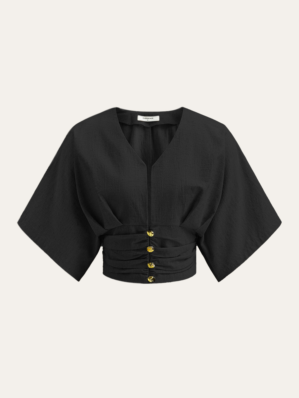 Cotton & Linen Kimono Sleeve Button Top - Calestra