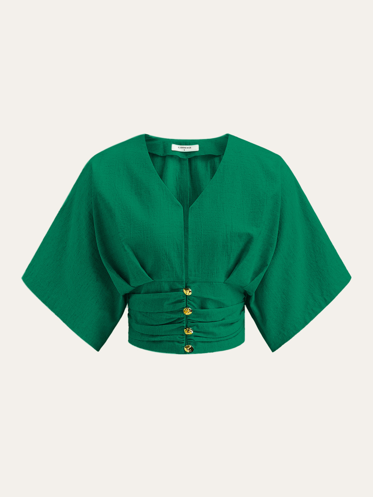 Cotton & Linen Kimono Sleeve Button Top - Calestra