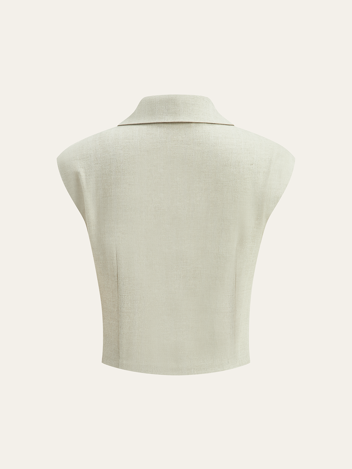 Linen Blend Cropped Blouse with Cross Wrap Detail - Calestra