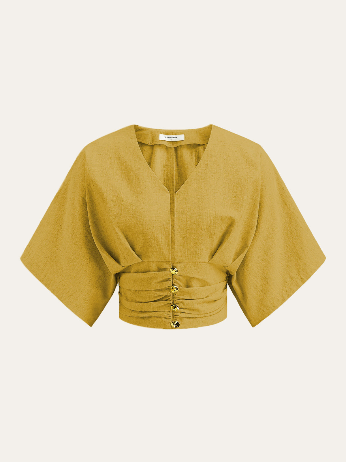 Cotton & Linen Kimono Sleeve Button Top - Calestra