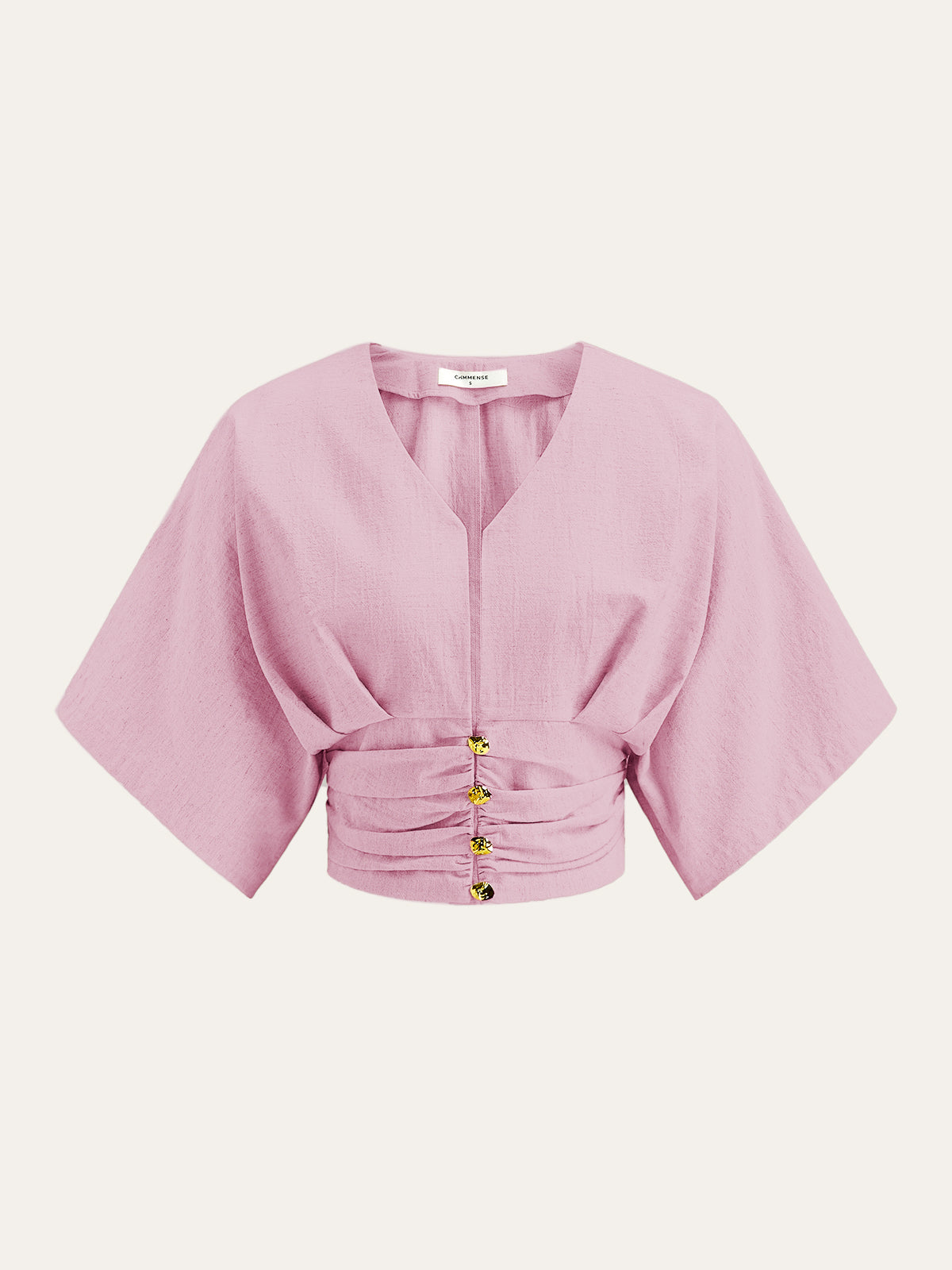 Cotton & Linen Kimono Sleeve Button Top - Calestra