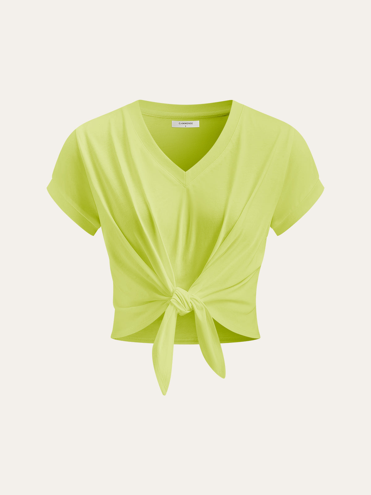 Knot Front V-Neck T-Shirt - Calestra