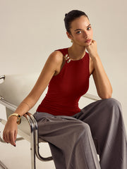 Metal Decor Sleeveless Top - Calestra