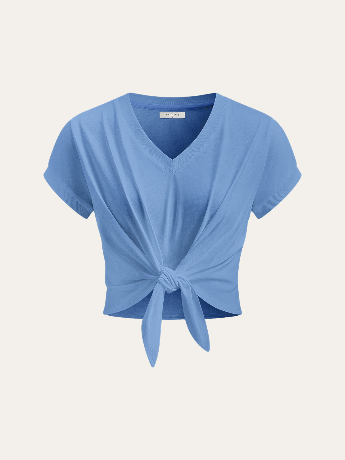 Knot Front V-Neck T-Shirt - Calestra