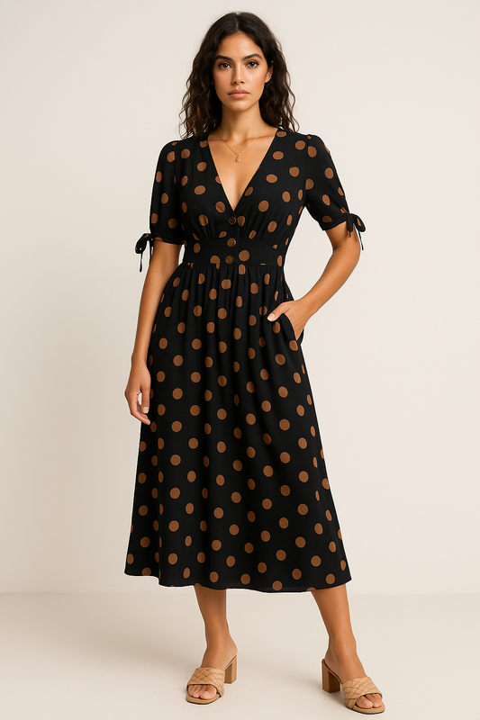Polka Dot V-Neck Dress