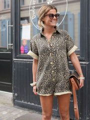 TradeTrends™ | Leopard Print Shirt Dress - Calestra