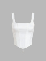 Ivory Glow Tie-Back Corset Top
