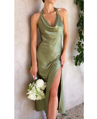 Noir Allure | Satin Halter Slip Dress