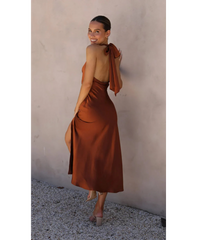 Noir Allure | Satin Halter Slip Dress