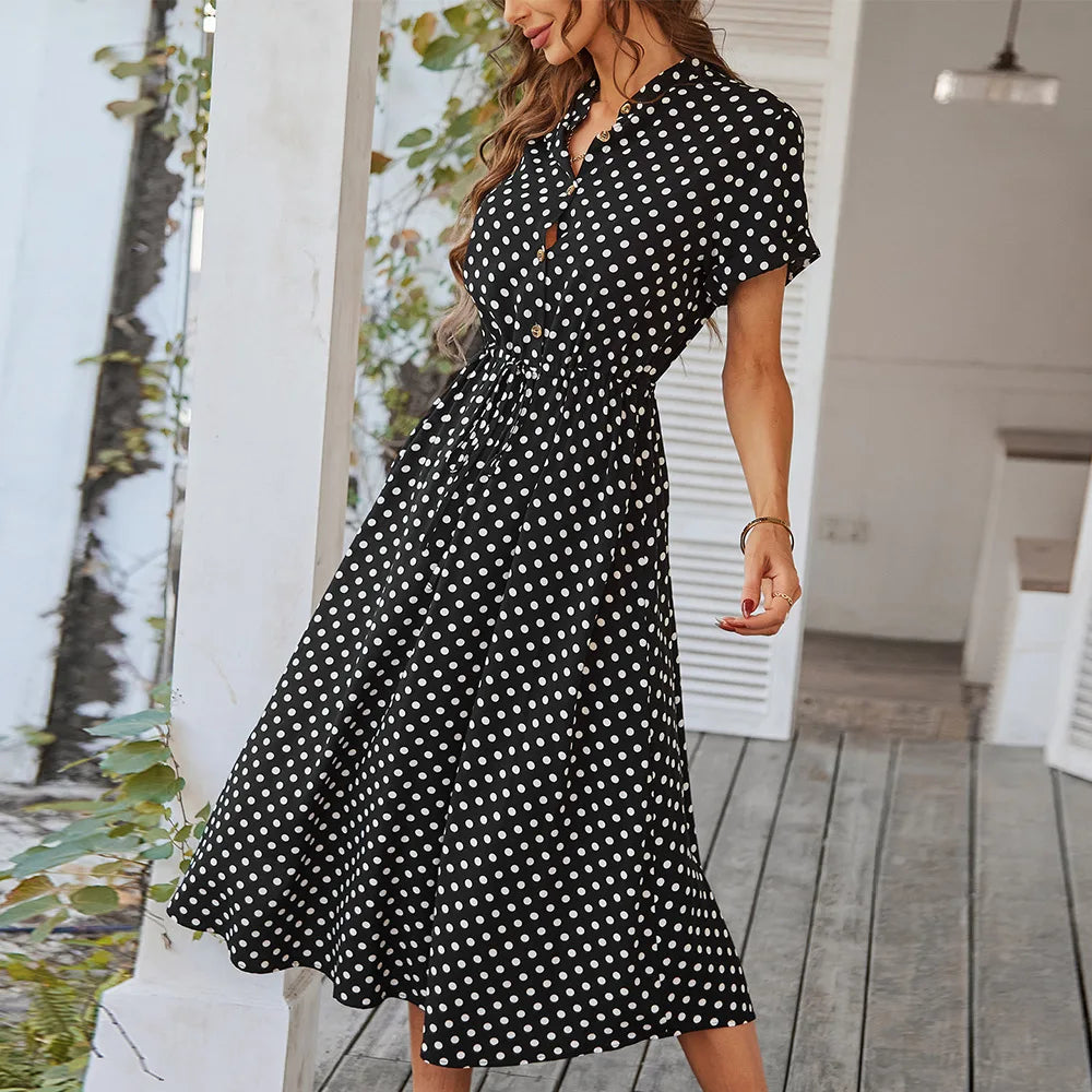 Dotarie™ Polka Midi Shirt Dress - Calestra