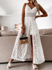 Isla Lace Overlay Romper Dress