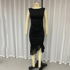 Lela™ Elegante Zwarte Rugloze Jurk - Calestra