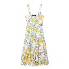Marseille Lemon Midi Dress - Calestra