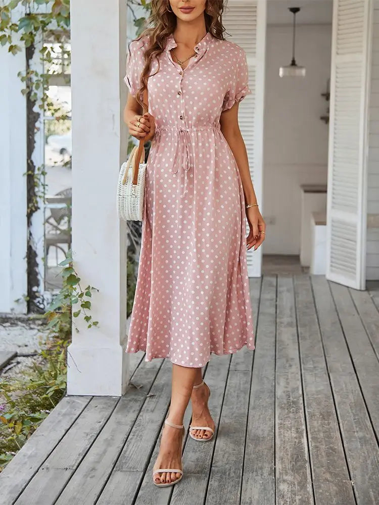 Dotarie™ Polka Midi Shirt Dress - Calestra
