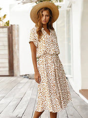 Florienne™ Vintage Waist-Tie Shirt Dress - Calestra