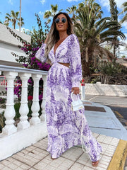 Amélie V-Neck Maxi Dress - Calestra