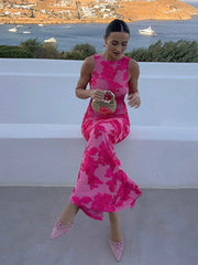 Iris | Floral Mesh Bodycon Evening Dress - Calestra