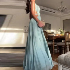 Liana | Backless Pleated Beach Dress - Calestra