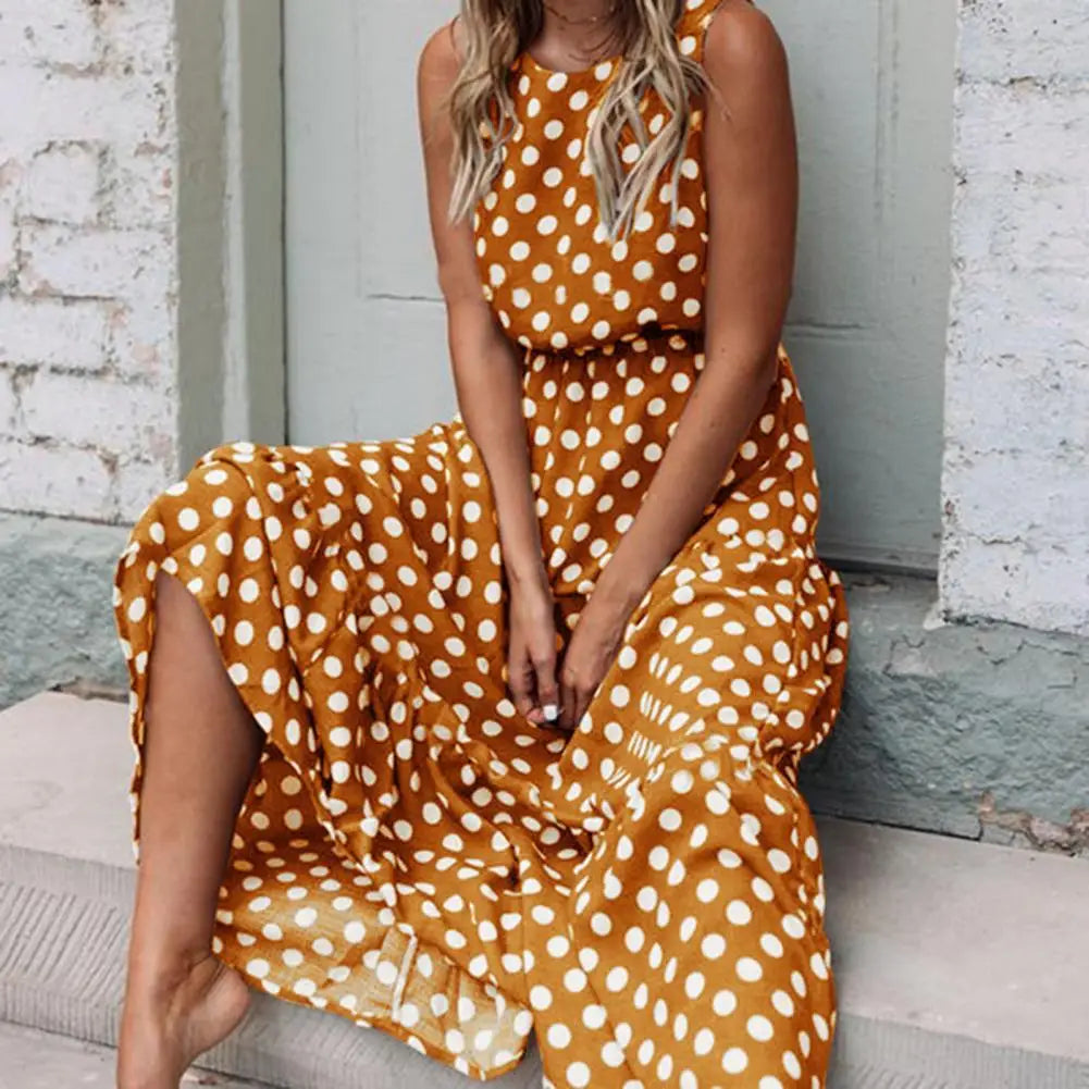 Capri Dotted Maxi Dress - Calestra