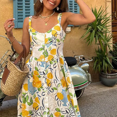 Marseille Lemon Midi Dress - Calestra