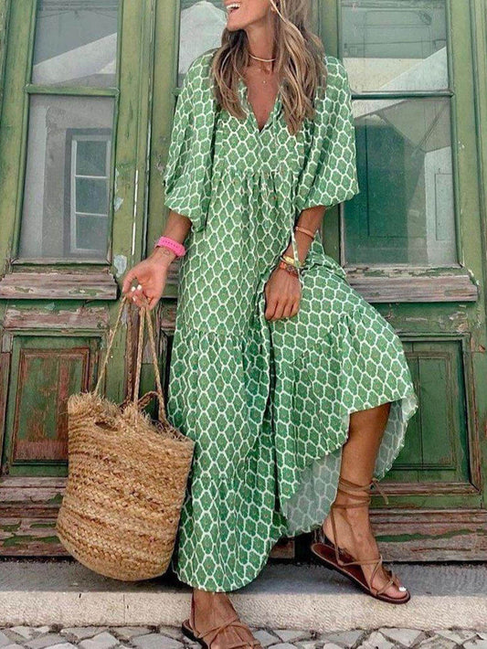 Bohemian Printed Maxi Dress - Calestra