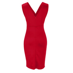 Estelle | Fitted Dress with V-Neckline and Slit - Calestra