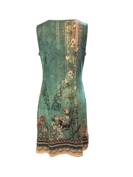 Harmoni - Floral Print Notched Dress - Calestra