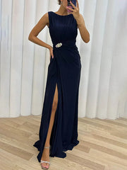 Davine Pleated Maxi Evening Dress - Calestra