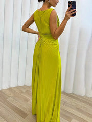 Davine Pleated Maxi Evening Dress - Calestra
