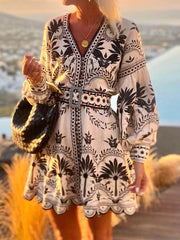 Fashion Printed Beach Loose Mini Dress - Calestra