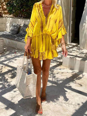 Lara - Soft V-Neck Casual Mini Dress - Calestra