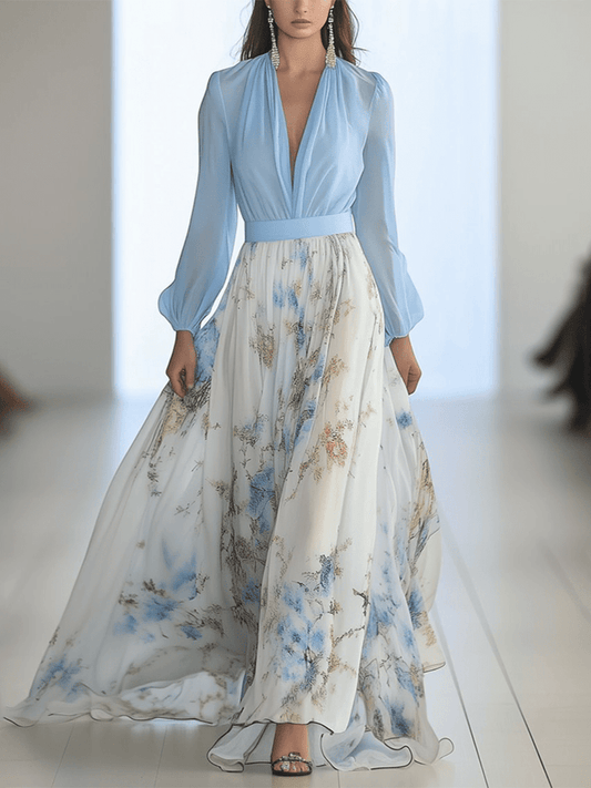TradeTrends™ |  Long Dress with Floral Print - Calestra