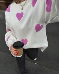 Sofie™ Oversized Dames trui met hartjes - Calestra