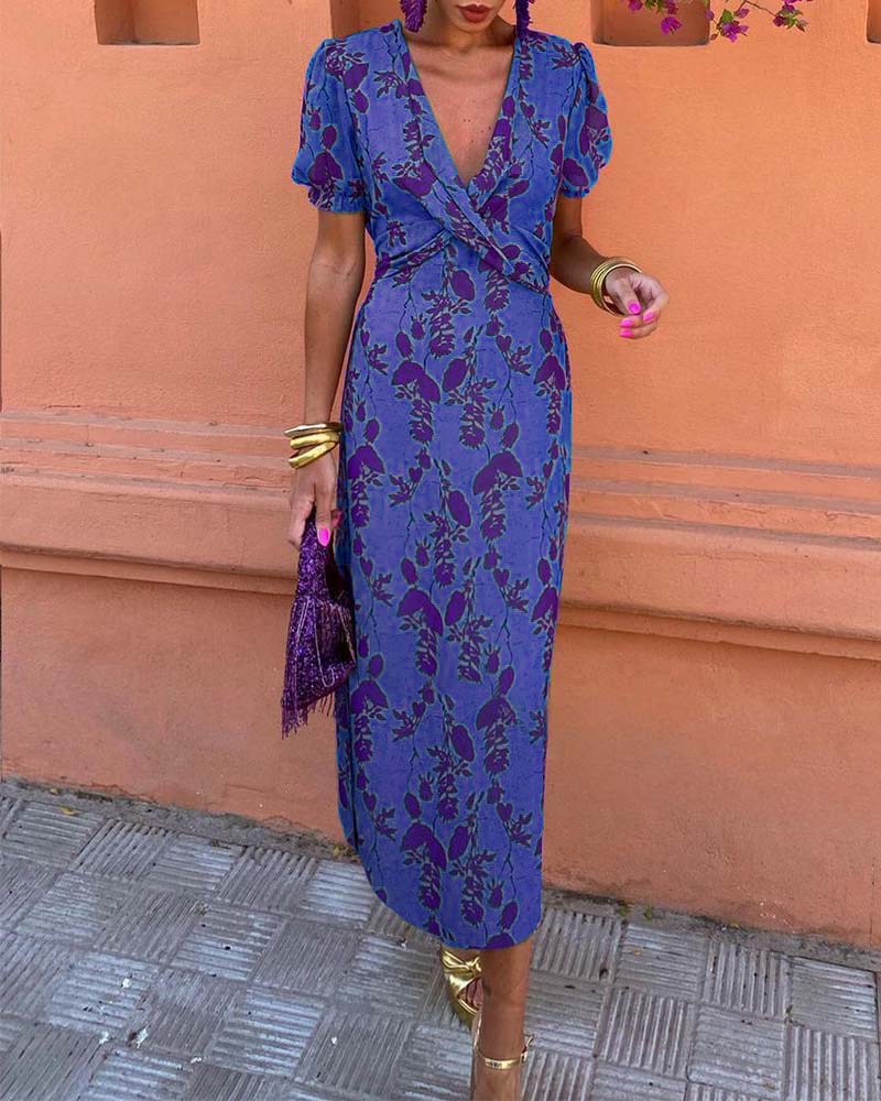 Angelina - Stunning V-Neck Midi Dress - Calestra