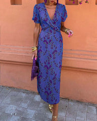 Angelina - Stunning V-Neck Midi Dress - Calestra