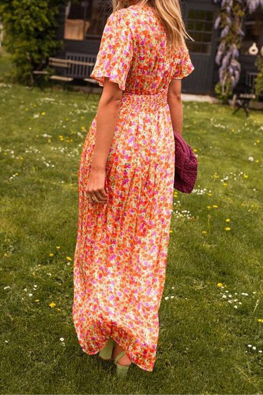 Sandra Elegant V-Neck Maxi Dress - Calestra