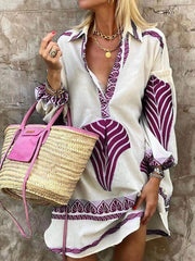 Simple Unique Print Holiday Mini Dress - Calestra