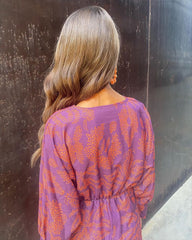 Janella - Vintage Draped Long Sleeve Midi Dress - Calestra