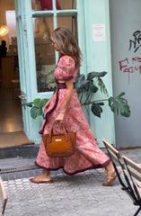 Elegant Pink Short Sleeve Maxi Dress - Calestra