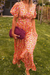 Sandra Elegant V-Neck Maxi Dress - Calestra