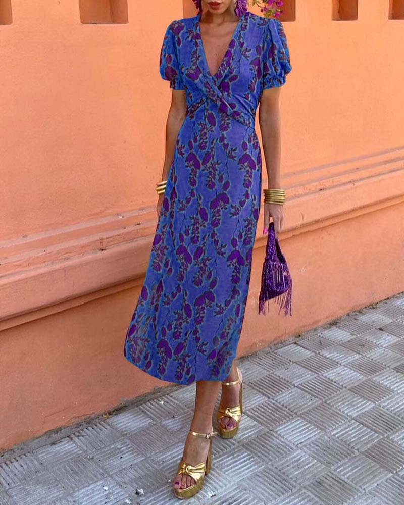 Angelina - Stunning V-Neck Midi Dress - Calestra